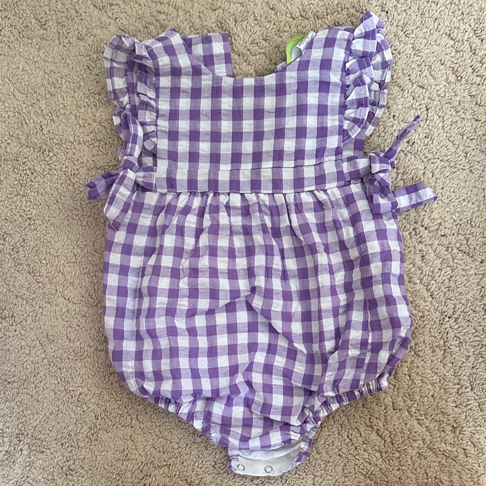 Purple Checkered Kids One Piece